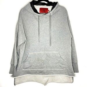 Hip and Bone Oversized Boxy Gray Hoodie with Chain and Black Stripe on Back sz M